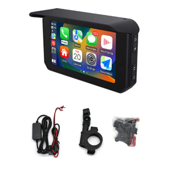 5 Inch Portable Motorcycle Waterproof Display Motorcycle Wireless for Carplay Android Auto GPS Navigation Smart Screen Easy to Use