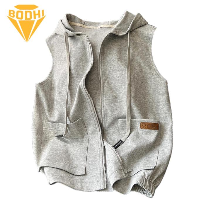 Women Hooded Vest Summer Women's Hooded Vest Coat with Side Pockets Zip-up Closure Lightweight Breathable Sport Waistcoat for Casual Wear Lightweight Hoodie Tank Top