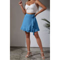 Yfashion Women Ruffle Skirt Summer Elegant High Waist Lace-up Simple Solid Color Short Skirt For Date Beach Party. 