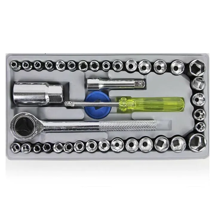 40pcs/lot Steel Combination Socket Wrench Bits Set For Motorcycle and Cars Screwdriver with Storage Box Repair Tool Kit