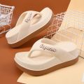 【FOOT SOFA】Fashion Women Flip Flops High Heels Summer Soft Bottom Casual Thick Bottom Clip Flip Flops Soft Bottom Non-slip Beach Sandals. 