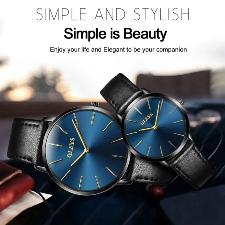 OLEVS Men Boys Gents Leather Strap Casual Party Fashionable Elegant Rich Look Date Watch 5868 - Black, Brown, Coffee