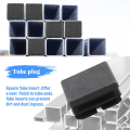 Square Table Chair Leg Tube Pipe Feet Insert Cap 25mmx25mm 20pcs Black. 