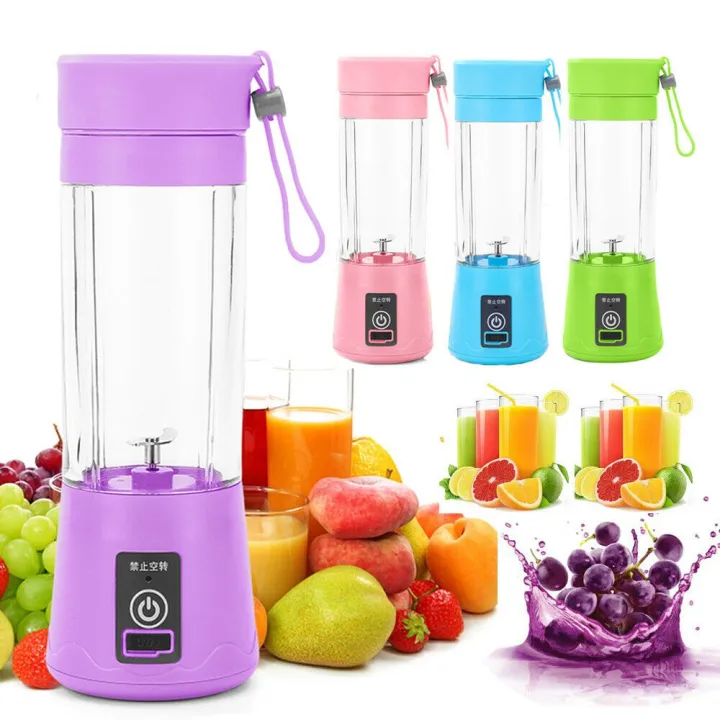 Portable Electric Blender USB Rechargeable Juicer Fruit Smoothie Maker Handheld Mini Travel Handy Fruit Juicer Stainless Steel Blade for Sports, Travel, Gym Blender for Shake Blender Shaker