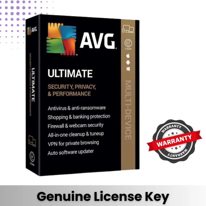 Genuine AVG Ultimate 2024 AntivirusORIGINAL Activation Code 1 Year 1 Device Mobile PC MAC virus guard