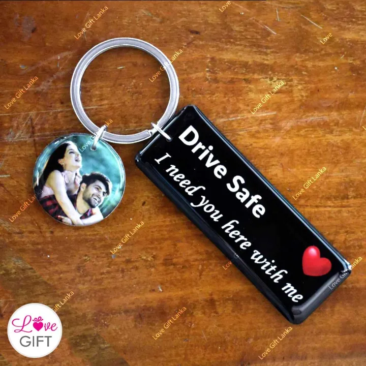 Drive%20Safe%20key%20tag%20with%20photo%20for%20Love%20Birthday%20Gift%20Customized%20Own%20Words%20Vehicle%20Keychain%20for%20anniversary%20valentine%20day%20gift%20Love%20Gift%20Lanka%20-%20Image%203