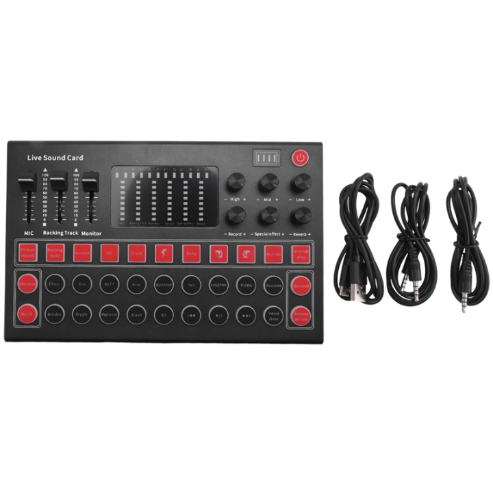 M9 Sound Card Live Broadcast Equipment Sound Card with Color Lights Compatible with Multi-Platform Live Singing