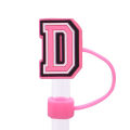 Pvc Material Straw Topper Stanley Cup Compatible Pink Abcd Design Silicone Cover Letter Shaped Cup Accessory for Outdoor Drinks. 