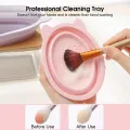 HEGRUS Foldable Makeup Brush Makeup Brush Cleaning Set Cleaner Beauty Tools Cleaning Brush Three-Piece Set Of Makeup Tools Cleaner Makeup Brush Cleaner Drying Net. 