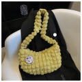 Pleated Cloud Bubble Shoulder Bag Tote Bag Solid Color Plaid Large Capacity Crossbody Bag Travel. 