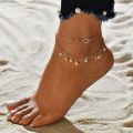 Simple tassel double star pearl 8 word female anklet barefoot crochet sandals foot jewelry new ankle bracelet female leg chain. 