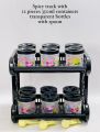 Spices Container 12 Pcs Flora Transparent Bottle Set with 2 Layer Multi Rack Good Quality & Multi-Purpose Kitchen Organizer. 
