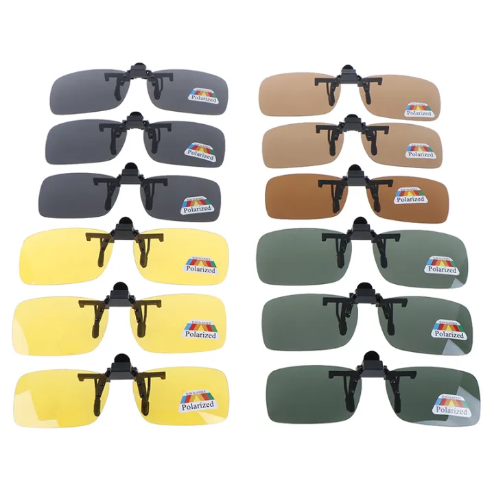 1 Pcs Clip-On Polarized Day Night Vision Flip-Up Lens Driving Glasses Sunglasses