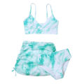 Color floral swimsuit can be a three-piece set of girls' summer swimsuits with printed dyed love cross girls' swimsuits swimsuits beach wear for swimming. 