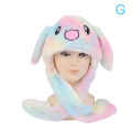 Women's Movable Bunny Ears Hats With Lights Girls Winter Plush Warm Rabbit Hat. 