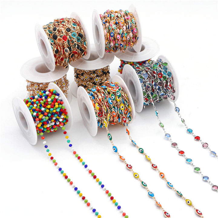 50cm/Bag%20Handmade%20Jewelry%20Chain%20Daisy%20Flower%20Evil%20Eye%20Rhinestone%20Crystal%20Beaded%20Chain%20for%20Necklace%20Bracelet%20DIY%20Jewelry%20Making%20Findings%20-%20Image%203