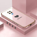 Luxury 6D Plating Soft Casing Silicone Square Frame Phone Case For Huawei Mate 20 X Case Shiny Bling Back Cover Lover Heart Square Edge Pattern Design Soft Case + Free Lanyard. 