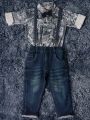 Baby Boys Shirt With Bow Tie and Suspender Pant(3pcs set) 9361. 