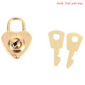 Mini Heart Shape Padlock Luggage Hardware Locks W/Key For Jewelry Box Suitcase. 