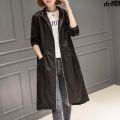 Clothing Slim Fit Thin 〕 Trench Coat Mid-Length Coat Spring and Autumn Hat Trendy Knee Female over Style { Wind Connection 〕 Raincoat 2019 Slimming Korean Style New ￣. 