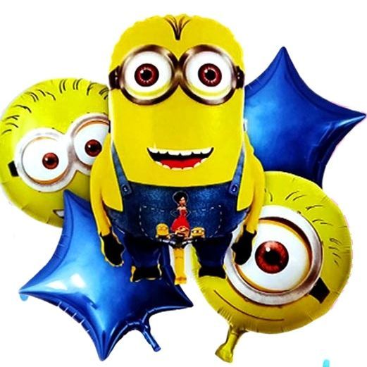 5 Pcs Foil Ballons Minions Birthday Party Decorations