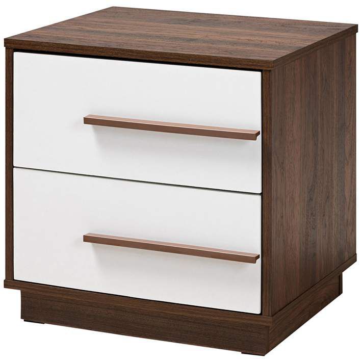 VTEC HOME Modern Laura BedsIde Cupboard with 2 drawers - Two Tone design -Side Table - BC 560 - 19" X 16" X 19"