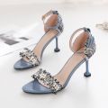 Stiletto Heels Women2023New French Style Teenage High Heels Sandals with Strap Fairy Style Wanwan Style Shoes Gentle. 