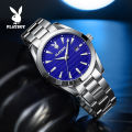 PLAYBOY Men's Watch Waterproof 2023 Latest Luminous Quartz Movement Stainless Steel Strap Calendar Casual Business Style 3301. 