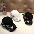 【HUT】 JK Korean Flower Embroidery Baseball Caps Women Girl Cute Plum Outdoor Long Brim Sun Visor Hats Cotton Adjustable Sports Cap. 