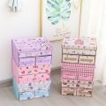 Fabric Girl's Heart Drawer-Type Foldable Storage Box with Cover Finishing Box Storage Bra Boxed Socks Underwear. 