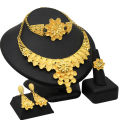4Pcs/set Bridal Necklace Earrings Ring Bracelets Indian Women's Jewelry Set Creek. 