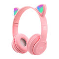 Original P47M Cute Fashion Cat Ears Wireless Headphones Flash Light LED RGB Gaming Bluetooth Headset For Girl Kids Foldable Earphones Gift NN Collection. 