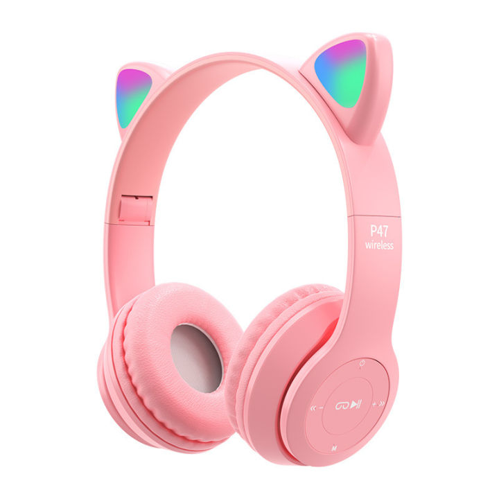 Original%20P47M%20Cute%20Fashion%20Cat%20Ears%20Wireless%20Headphones%20Flash%20Light%20LED%20RGB%20Gaming%20Bluetooth%20Headset%20For%20Girl%20Kids%20Foldable%20Earphones%20Gift%20NN%20Collection%20-%20Image%207