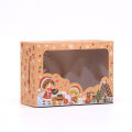 3pcs/set Kraft Paper Candy Boxes Merry Christmas Cookie Gift Box Clear Window Packaging Bag Party Favor New Year Decoration. 