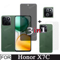 Honor X7C Tempered Glass Full Cover Film For Huawei Honor X7A X7B X8B 3 in 1 Camera Lens Glass Protector + Back Carbon Fiber Film. 