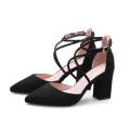 Chunky Heel Sandals for Female Students Summer 2024 New Pump Strap Buckle Pointed-Toe Girl High Heels Korean Style All-Match. 