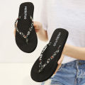 Non-Slip Korean Style Flat Heel Seaside Summer Slippers Beach Platform Internet Celebrity Women's Flip Flop Sweet Student Flip Flops Outerwear. 