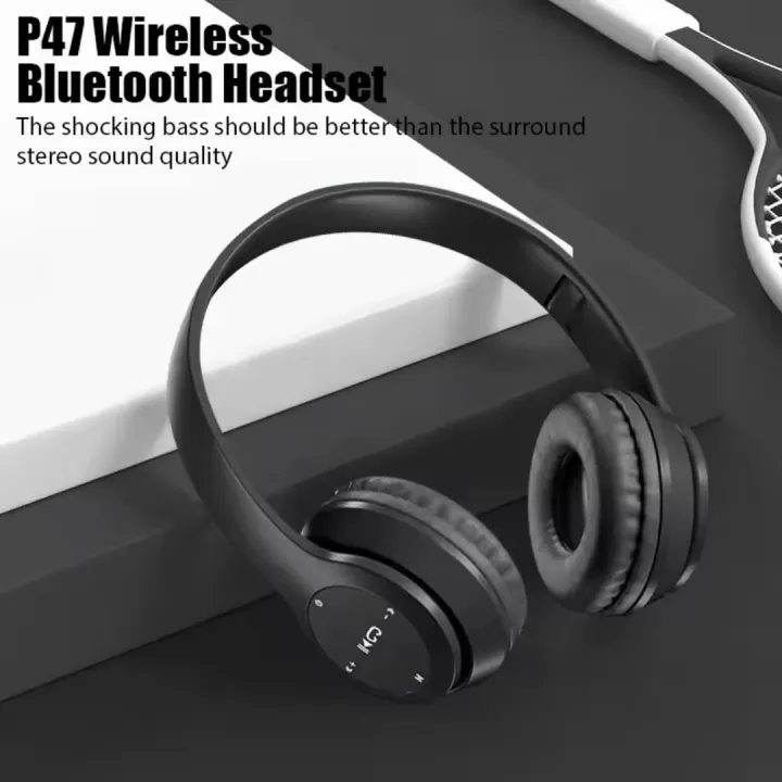 P47%20Wireless%20Headphones%20Bluetooth%20Headset%20Foldable%20Stereo%20Gaming%20Earphones%20With%20Microphone%20Support%20TF%20Card%20For%20IPad%20Mobile%20Phone%20-%20Image%202