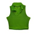 Collar Neck, Sleeveless Collar Tight Tank Crop Top For Women/ Fitted Ladies / Girls In Green And Black Colors. 