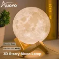 Auoyo 3D Moon Lamp Light Rechargeable 8/15cm Moon Night Light with Stand-Touch Switch - 7 Color - Moon Table Lamp. 