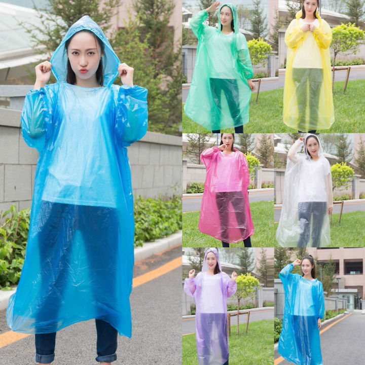 Disposable Polythene Emergency Waterproof Raincoat Mini Portable Transparent Hood Impermeable