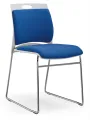 STYLISH STACKABLE BLUE ARMLESS CHAIR. 
