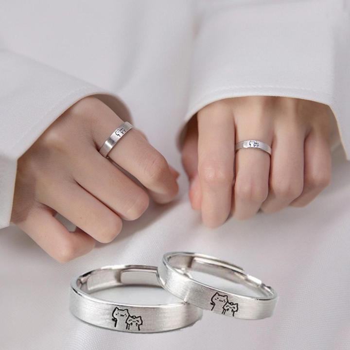 Simple Personality Cute Couple Ring Niche Personality Vintage Opening Adjustable Pair Rings Fashion Jewelry