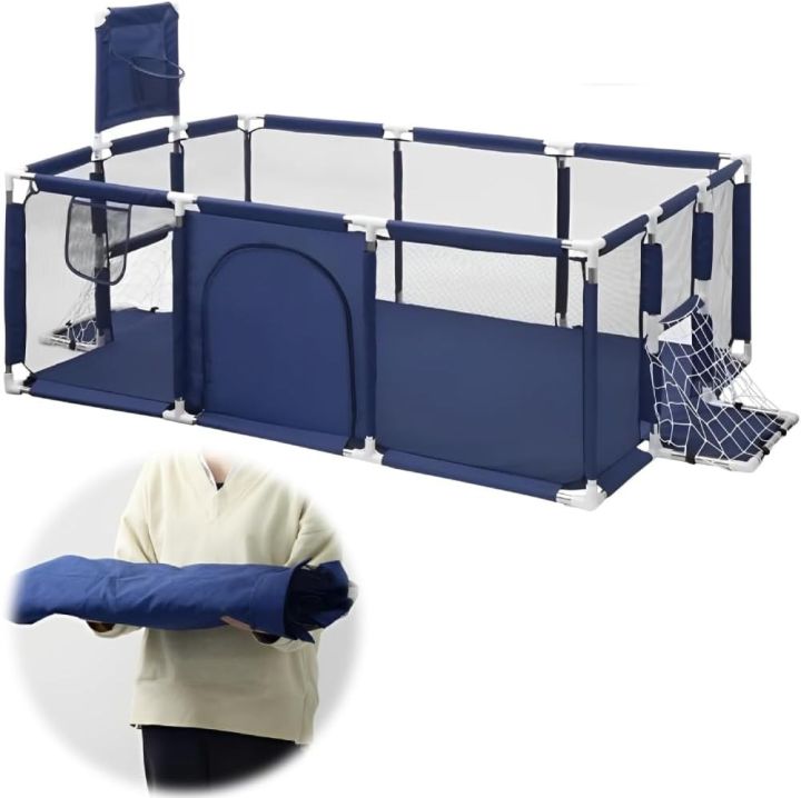 life mart Large 6 months-5 Years Old Mesh Rectangle Doorway Soft Playpen Baby Nap Safety Toy Fence Blue |L3
