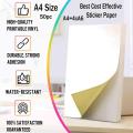 Higher Grade Sticker Papers For Laser and Inkjet Printer Uses Shipping Label Print A4 Size 50pc. 