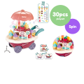 Iskiddo 30 PCS / 42 Pcs Ice Cream Candy Cart Kitchen Playset Kids Toy Girls Pretend Play Toys Troli Aiskrim Music Light. 