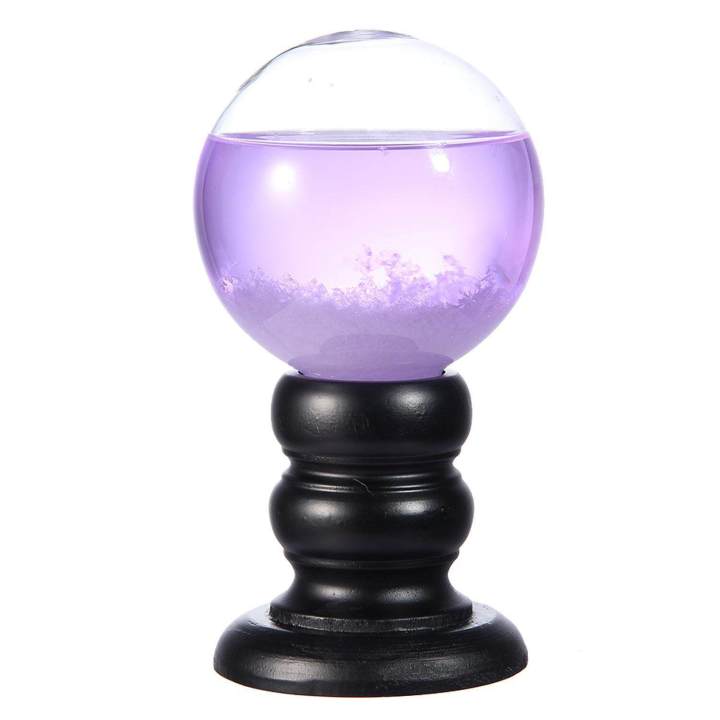 Storm Glass Weather Monitors Decorative Desktop Barometer Nordic Crystal Sphere Shape Weather Forecast with Wood Base
