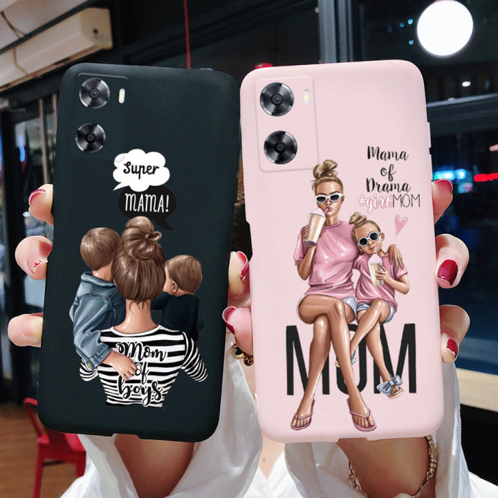 For OPPO A57 4G Case 2022 CPH2387 Super Mom Baby Fashion Girls Soft Back Cover For OPPO A77S A57S A57e A77 4G CPH2385 Phone Case