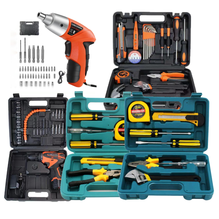 Complete Professional Tool Kit - Multi-Model Set for All Your Repair Needs. General Housework / Vehicle Repair Maintenance Metal Carpentry Tools Box Bicycle Accessories