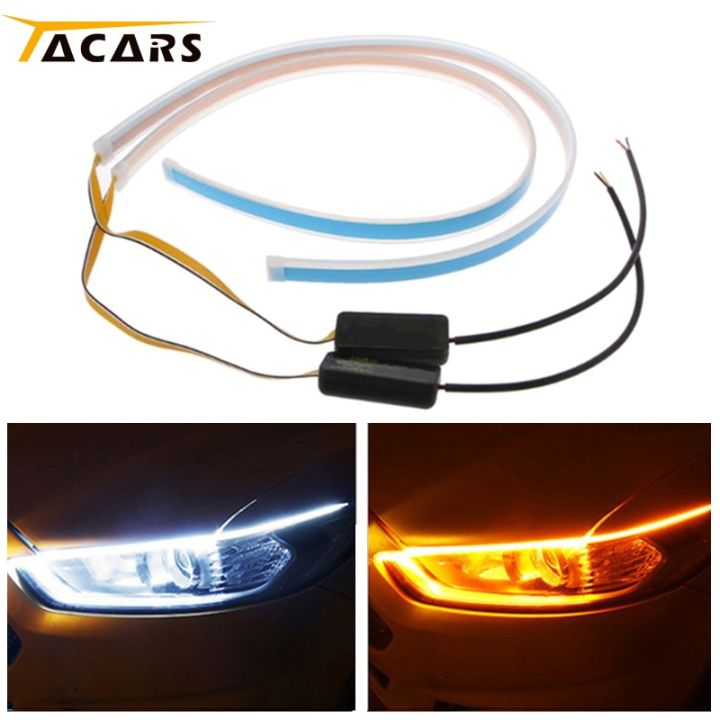2pcs%20Flexible%20Universal%20Car%20LED%20DRL%20Daytime%20Running%20Light%20Flow%20Runs%20Headlight%20LED%20Strip%20Brake%20Running%20Lights%20For%20Cars%20Waterproof-Only%20white-30cm%20(%2011.8inch%20)%20-%20Image%203